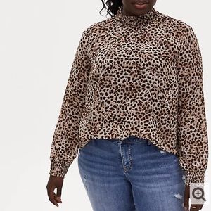 Torrid Sz 2 sheer long sleeve leopard print blouse